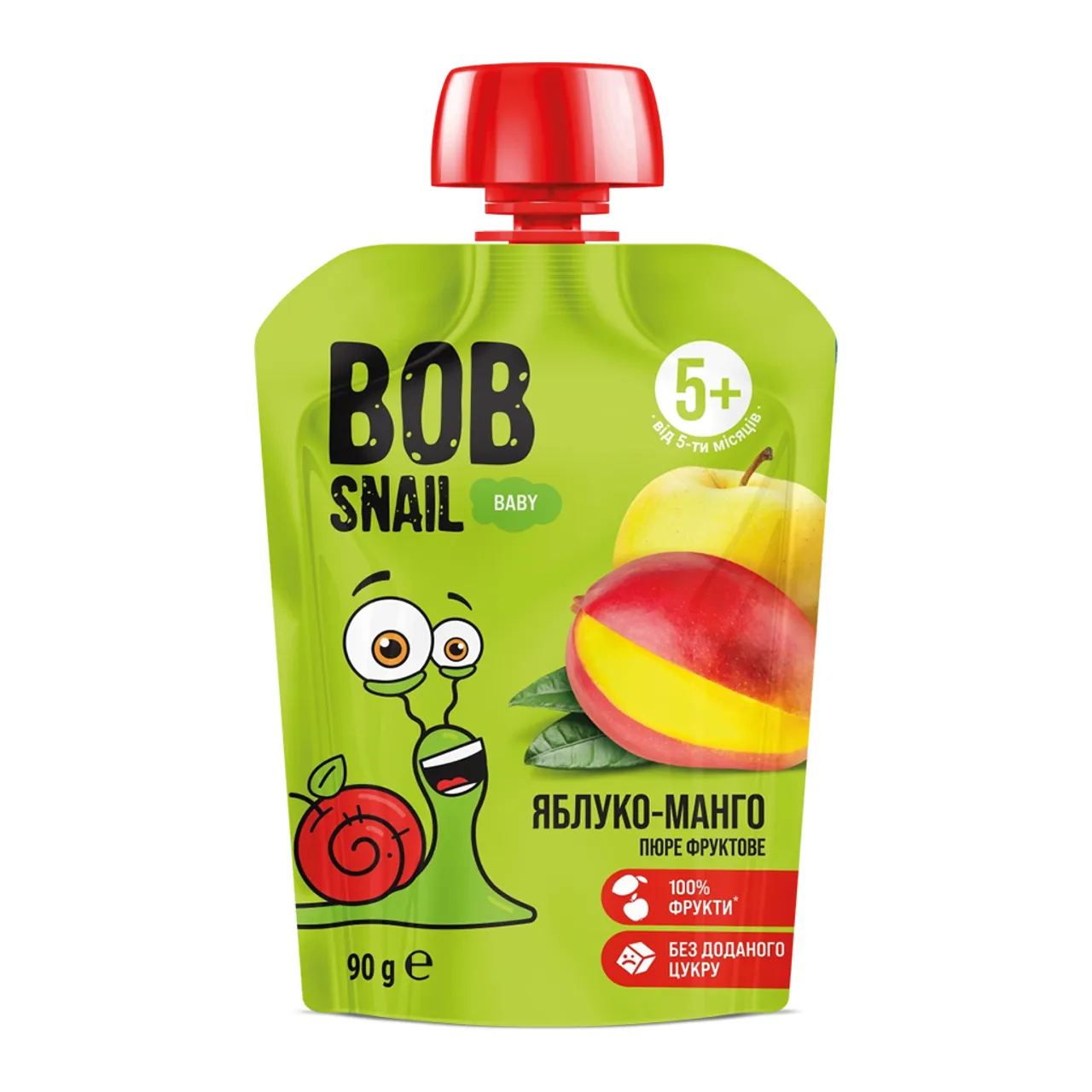 Фото товару «Дитяче пюре Bob Snail Baby фруктове з яблуком та манго 90г» №1