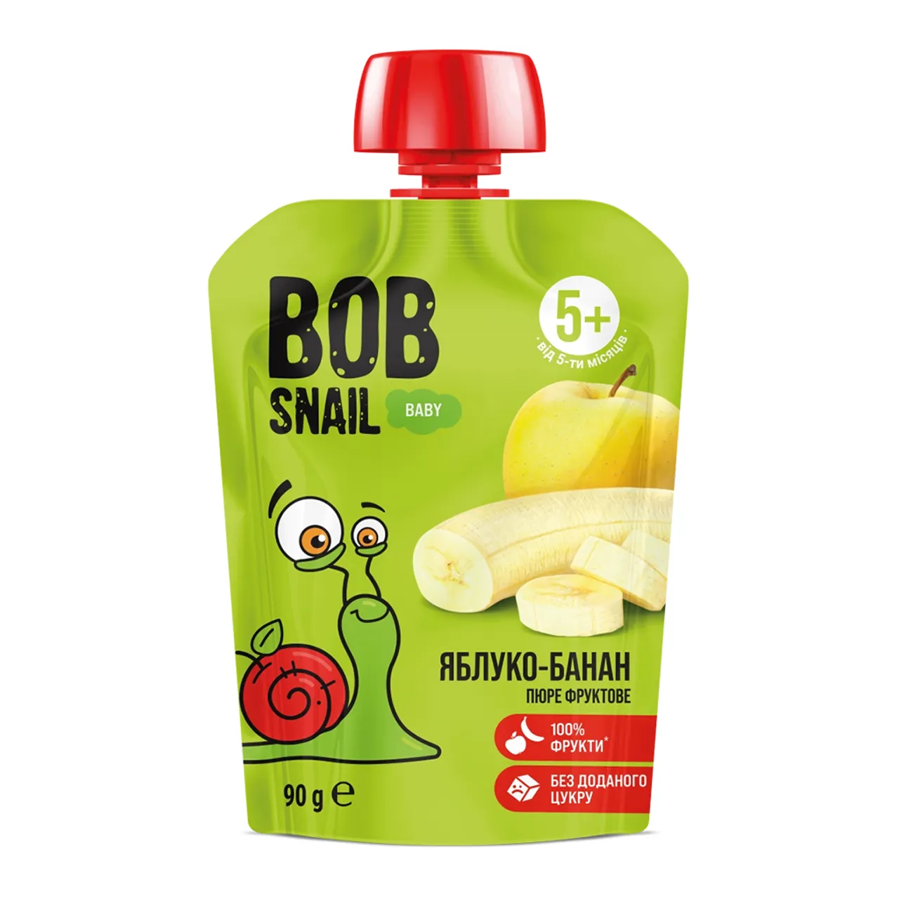 Фото товару «Дитяче пюре Bob Snail Baby фруктове з яблуком і бананом 90г» №1