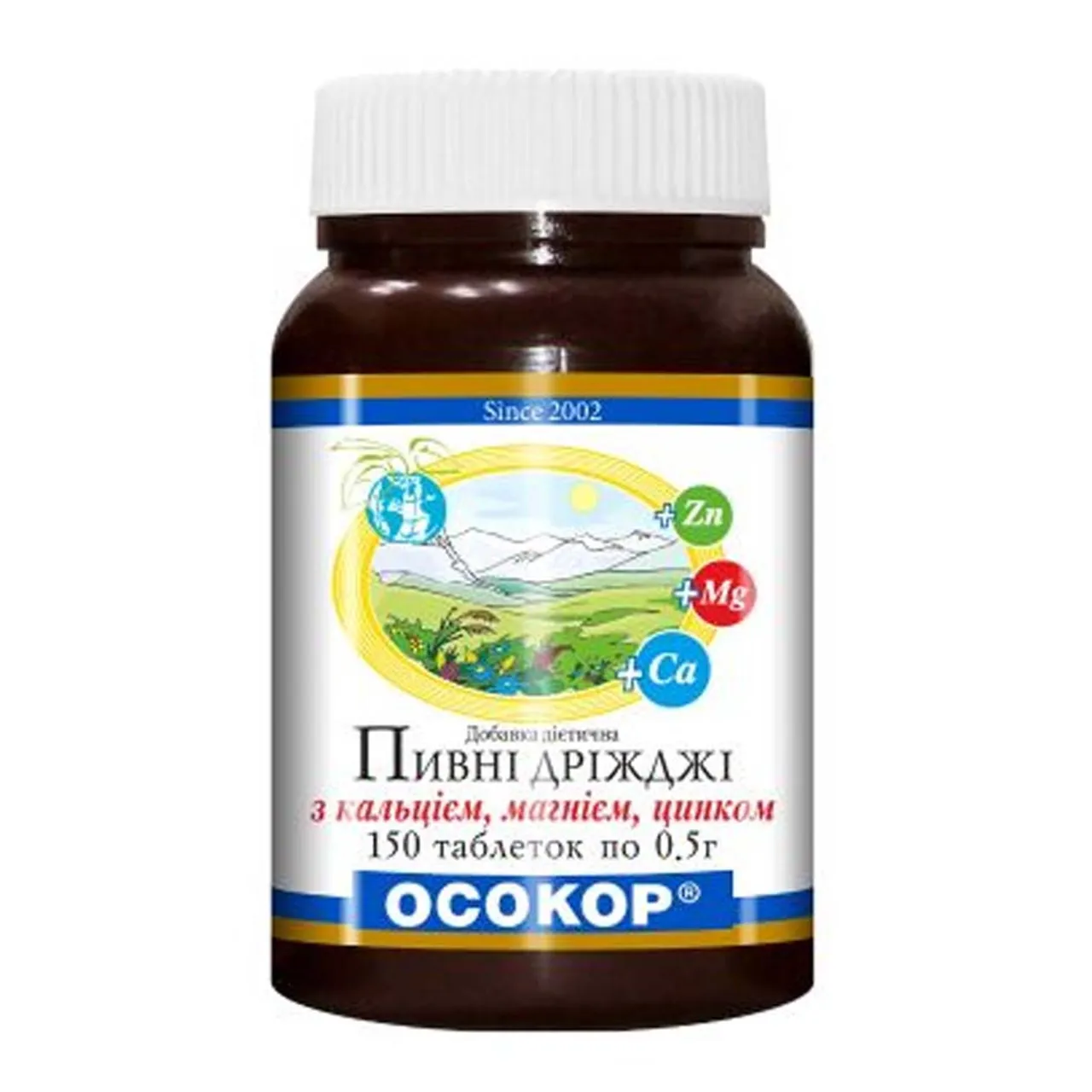 Дріжджі Пивні Осокор З Кальцієм, Магнієм, Цинком таблетки №150 флакон