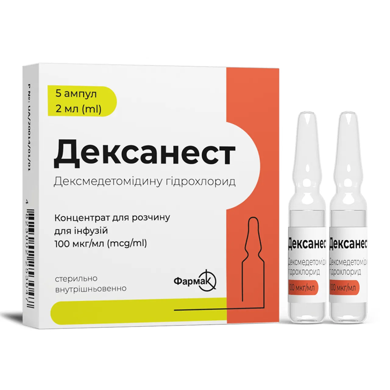 Фото товару «Дексанест концентрат для розчину для інфузій 100мкг/мл 2мл №5 ампули» №1