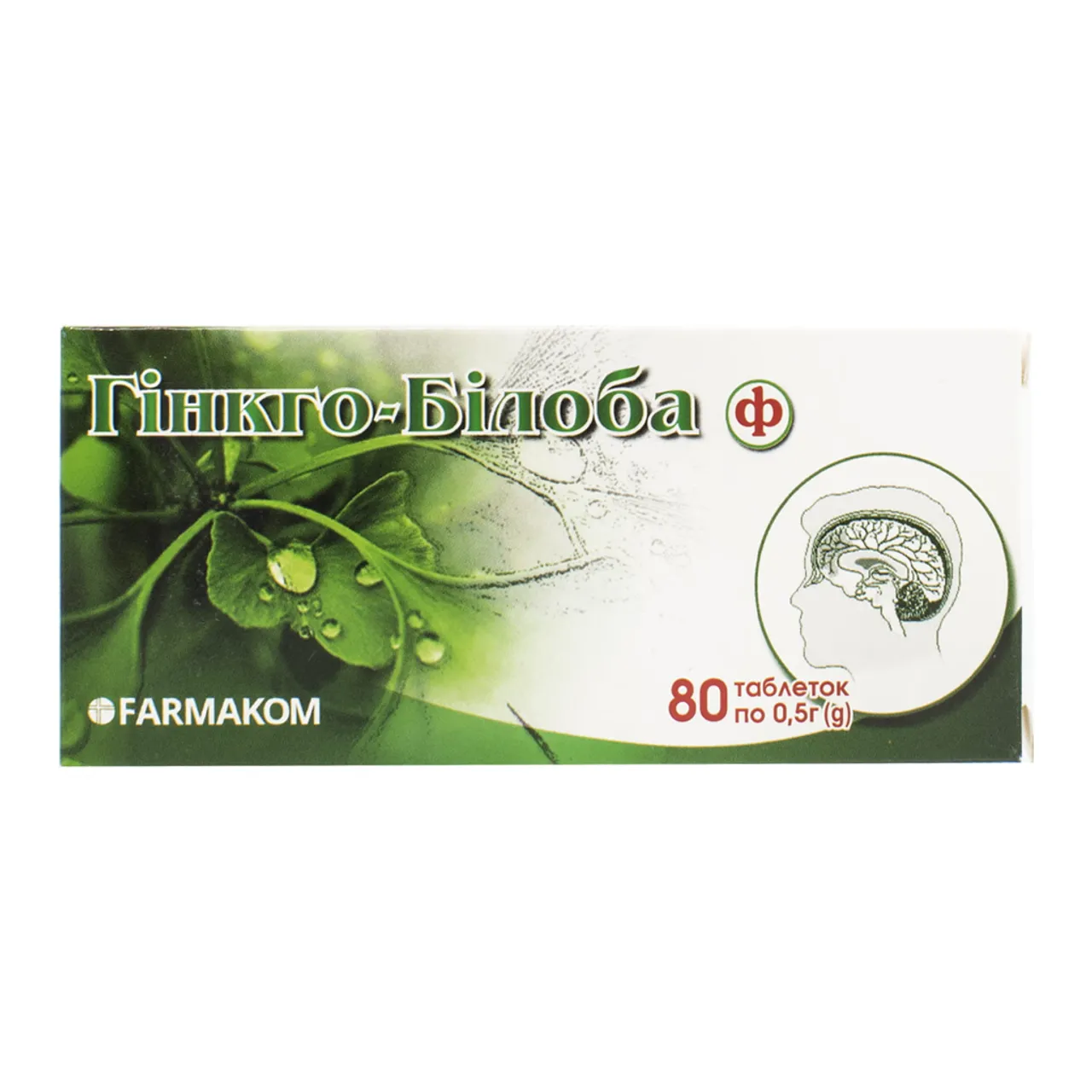 Фото товару «Гінкго Білоба-Ф таблетки №80 (10х8) блістери» №1
