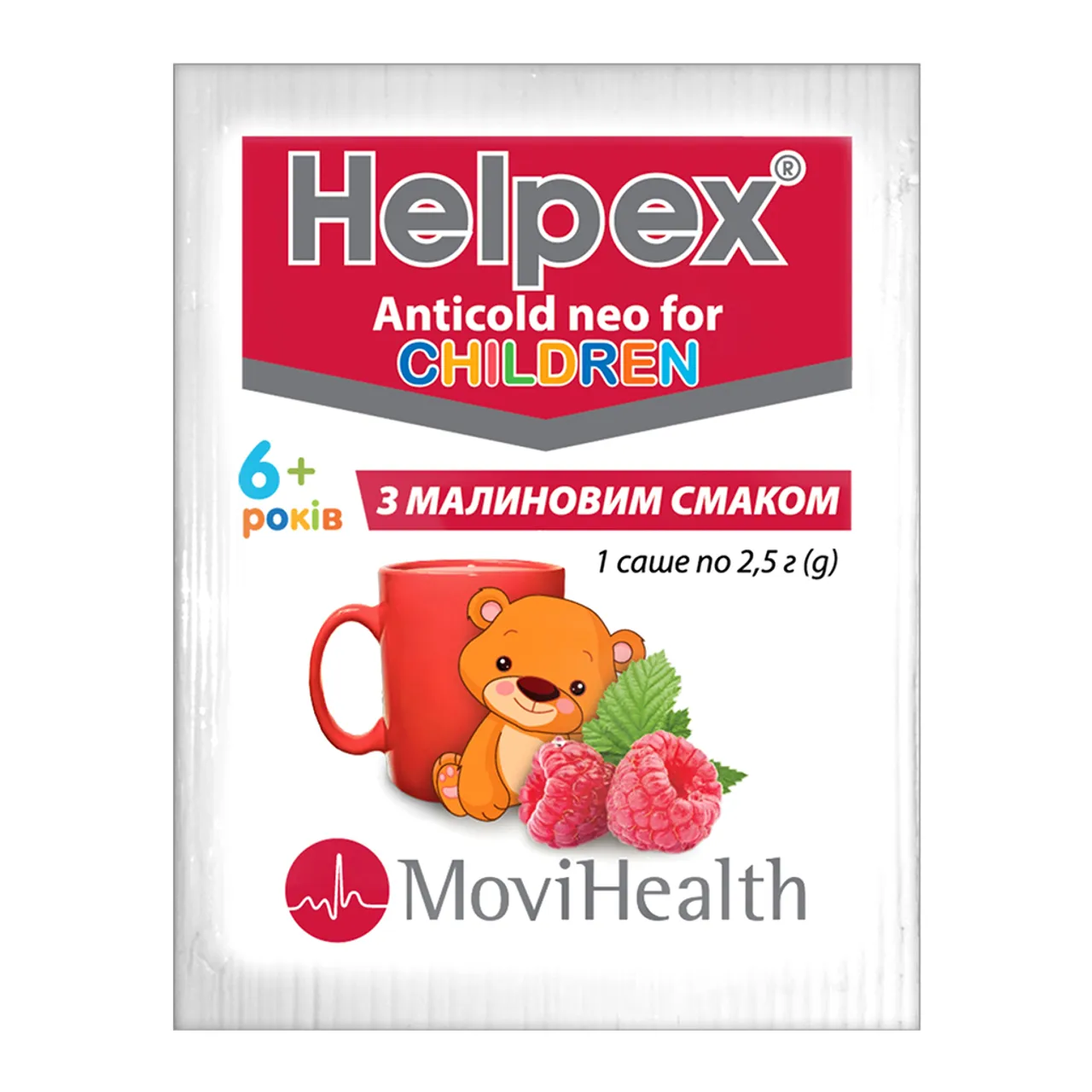 Хелпекс Helpex Антиколд Нео Для Дітей Зі Смаком Малини порошок для орального розчину 2,5г №6 Alpex Pharma Алпекс Фарма