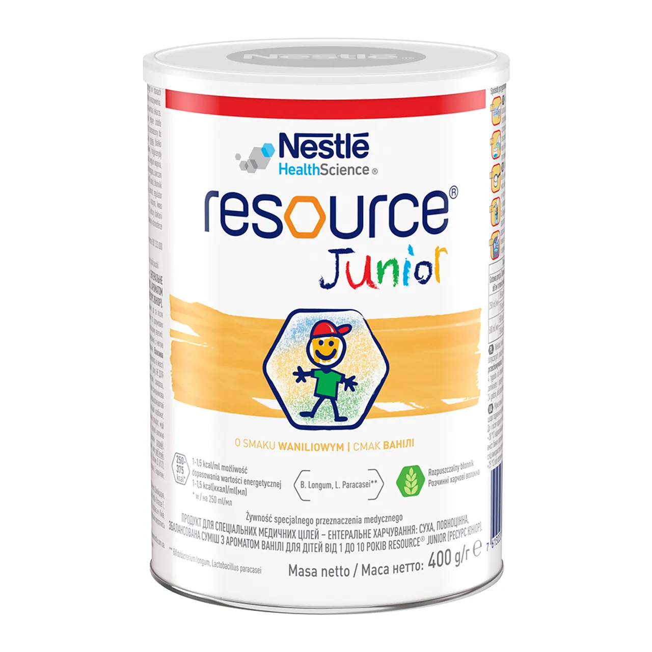 Фото товару «Дитяча суміш Nestle Resours Junior 400г суха зі смаком ванілі для дітей від 1 року 400г банка» №1