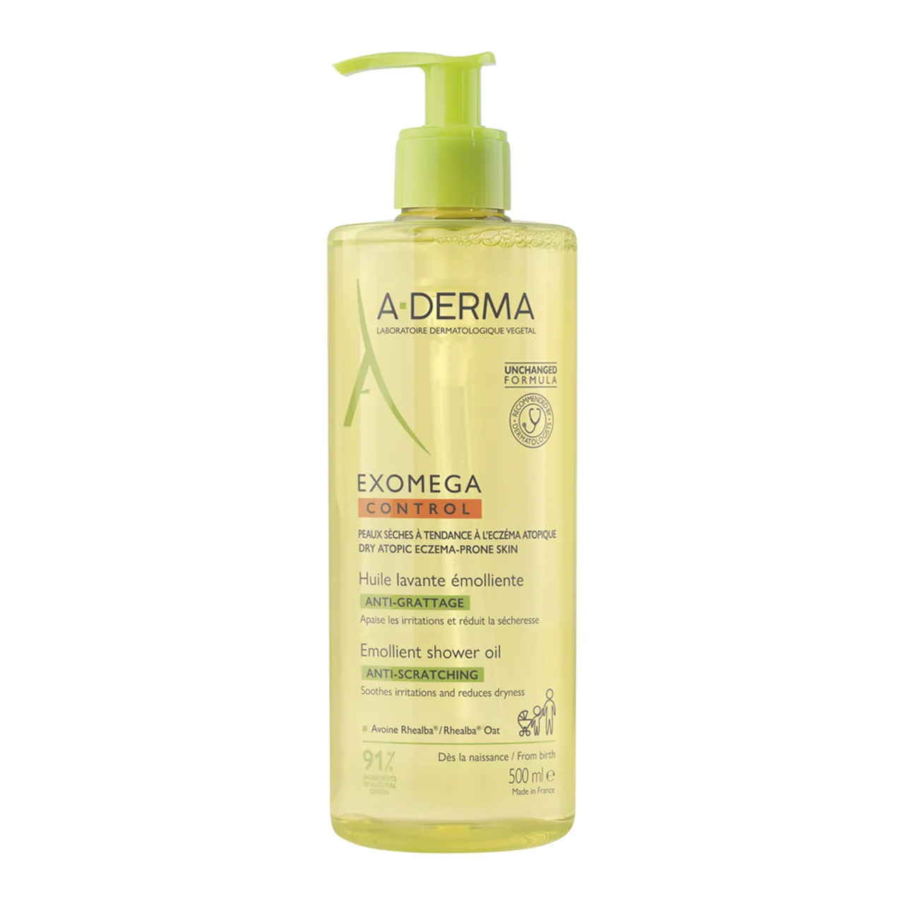 Фото товару «Олія-емолент A-Derma Exomega Control очищувальна 500мл флакон» №1