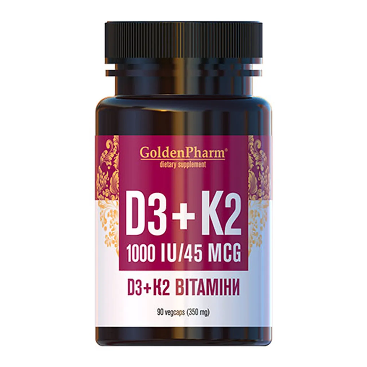 Фото товару «Вітамін D3 + K2 капсули №90 флакон» №1