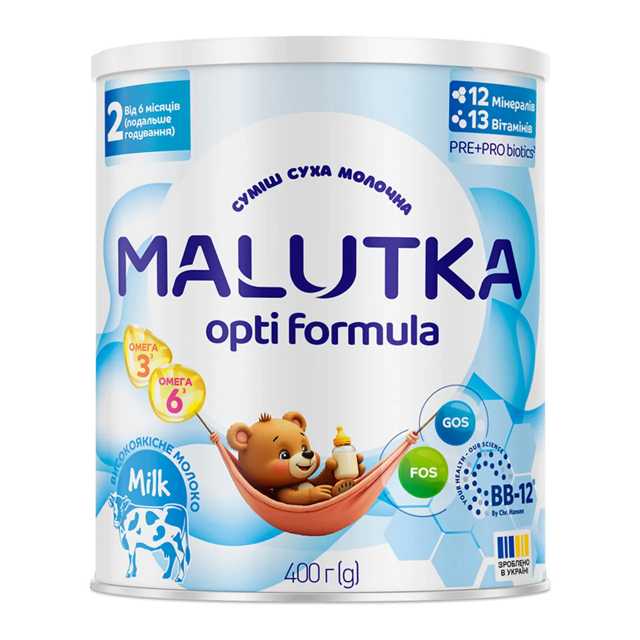Фото товару «Дитяча суміш Малютка Opti Formula 2 суха молочна з 6 місяців 400г» №1