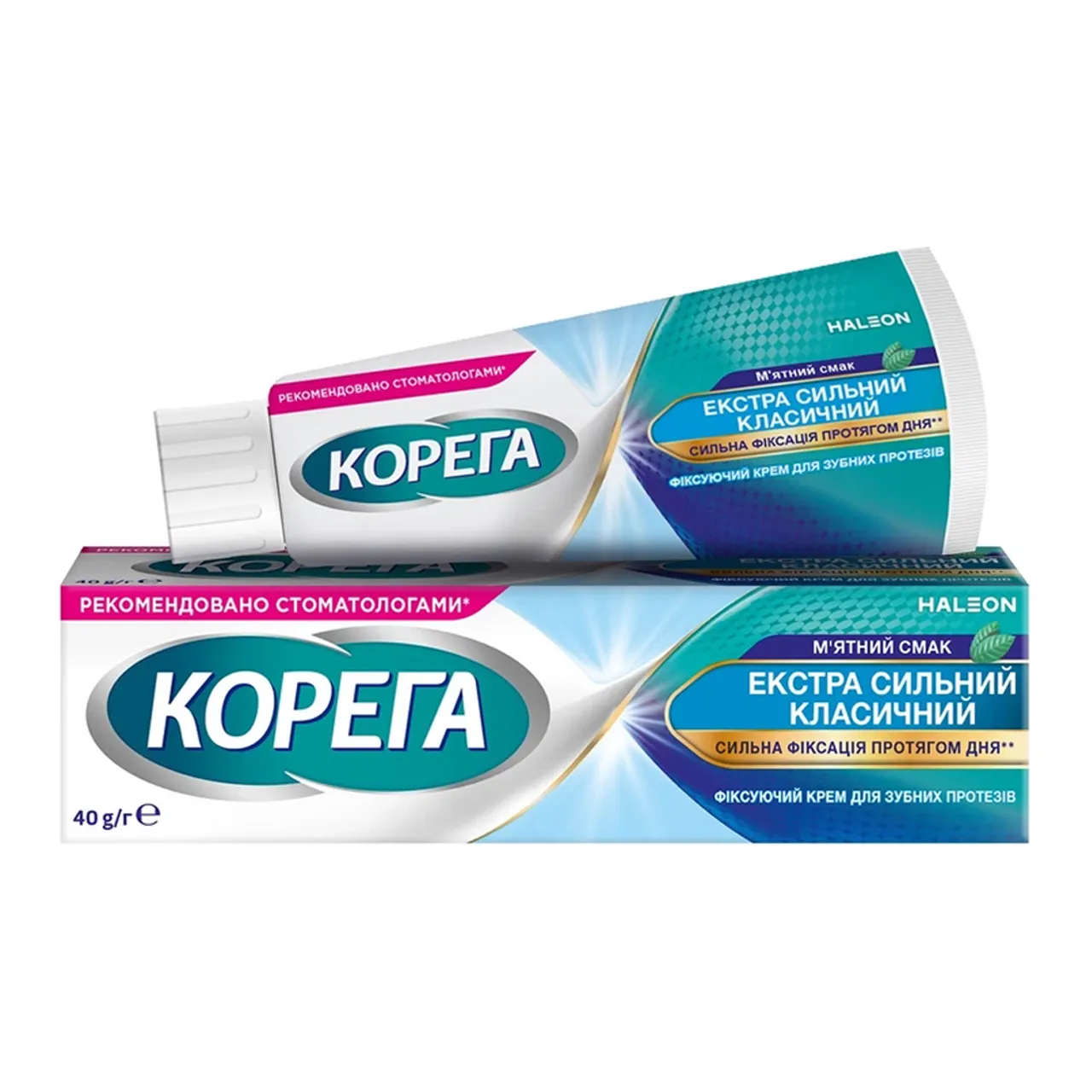 Фото товару «Крем Корега Екстра Сильний Класичний для фіксації зубних протезів з м'ятним смаком 40г туба» №1