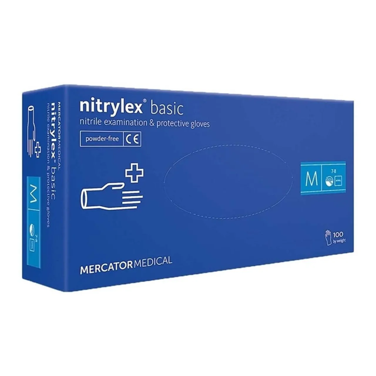 Фото товару «Рукавички оглядові Mercator Medical Nitrylex Basic нітрилові нестерильні без пудри, темно-сині, розмір M, 1 пара» №1