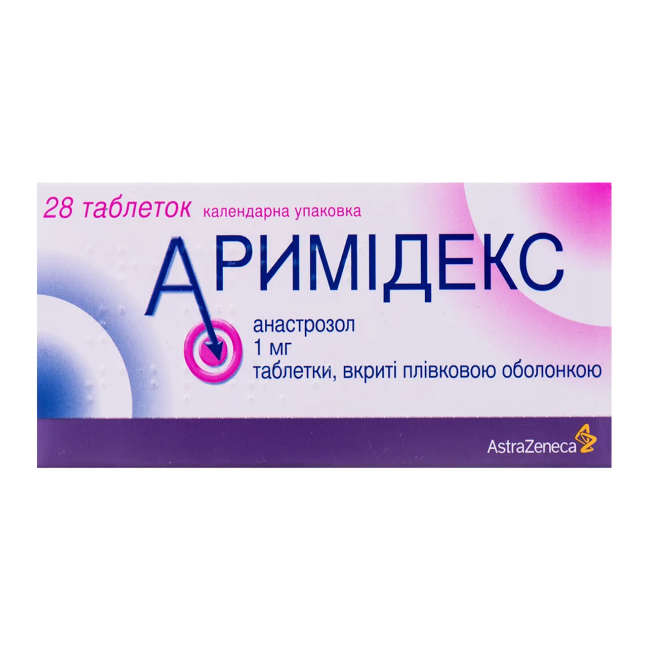 Фото товару «Аримідекс таблетки вкриті оболонкою 1мг №28 (14х2) блістери» №1