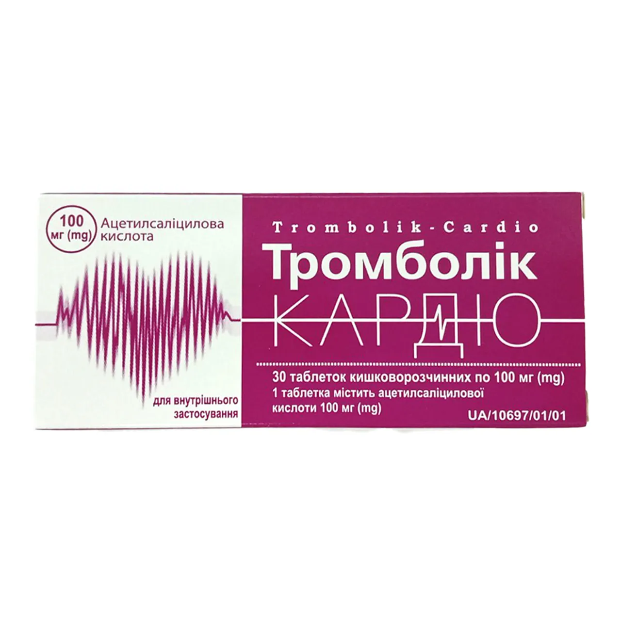 Фото товару «Тромболік-Кардіо таблетки кишковорозчинні 100мг №30 (10х3) блістери» №1