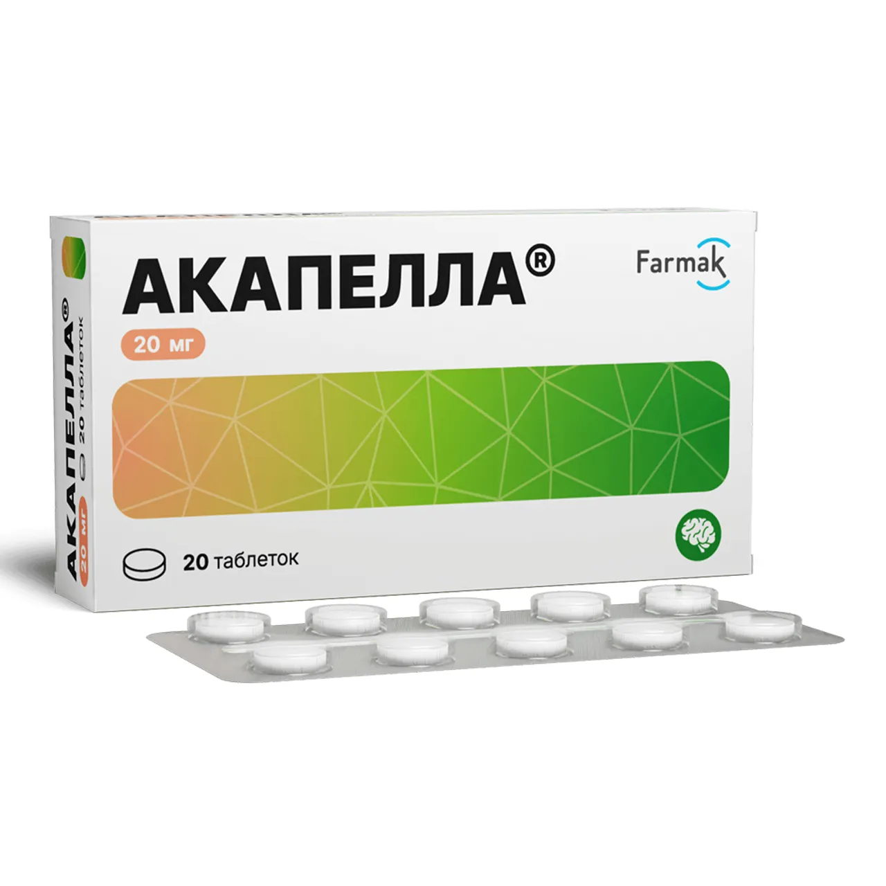 Фото товару «Акапелла таблетки 20мг №20 (10х2) блістери» №2