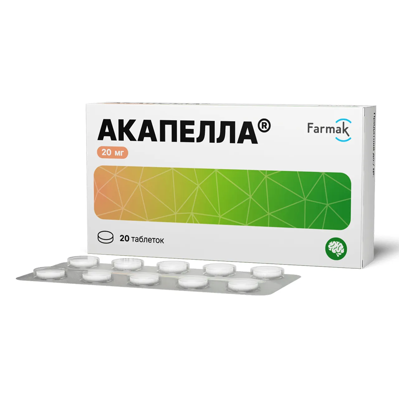 Фото товару «Акапелла таблетки 20мг №20 (10х2) блістери» №3