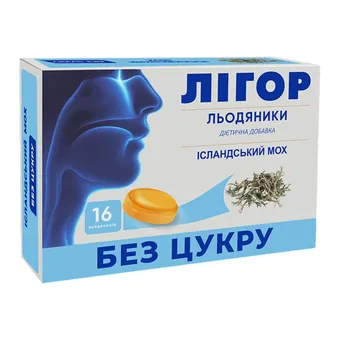Фото товару «Лігор льодяники з ісландським мохом без цукру №16 (8х2) блістери»