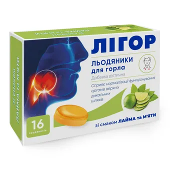 Фото товару «Лігор льодяники зі смаком лайма та м'яти №16 (8х2) блістери»