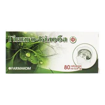 Фото товару «Гінкго Білоба-Ф таблетки №80 (10х8) блістери»