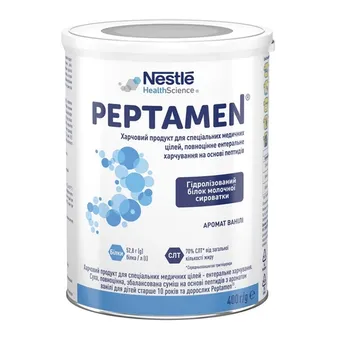 Фото товару «Дитяча суміш Nestle Peptamen суха на основі пептидів з ароматом ванілі для дітей старше 10 років та дорослих 400г банка»