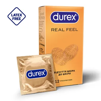 Презервативи Дюрекс Real Feel з синтетичного латексу №12