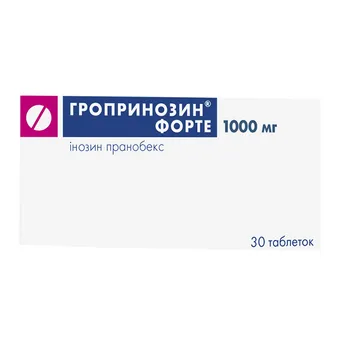 Фото товару «Гропринозин Форте таблетки 1000мг №30 (10х3) блістери»