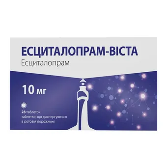 Фото товару «Есциталопрам-Віста таблетки дисперговані 10мг №28 (14х2) блістер»