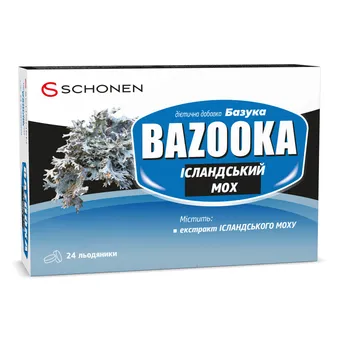 Фото товару «Базука Ісландський Мох льодяники №24 (12х2) блістер»