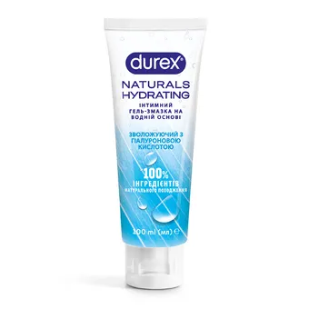 Фото товару «Інтимний гель-змазка Durex Naturals Hydrating зволожуючий з гіалуроновою кислотою, із натуральних інгредієнтів без барвників та ароматизаторів (лубрикант), 100 мл »