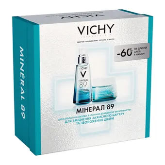 Фото товару «Набір Vichy Mineral 89 (щоденний гель-бустер 50мл + легкий крем зволоження 72 години 15мл)»