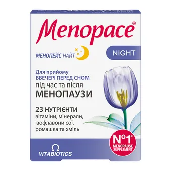 Менопейс Найт для зниження ризику функціональних порушень жіночих циклічних процесів таблетки упаковка 30 шт