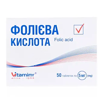 Фото товару «Фолієва Кислота таблетки 5мг №50 (25х2) блістери»